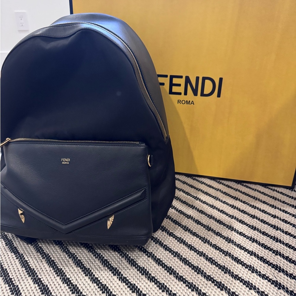 Fendi Black Nylon and leather bug monster Backpack